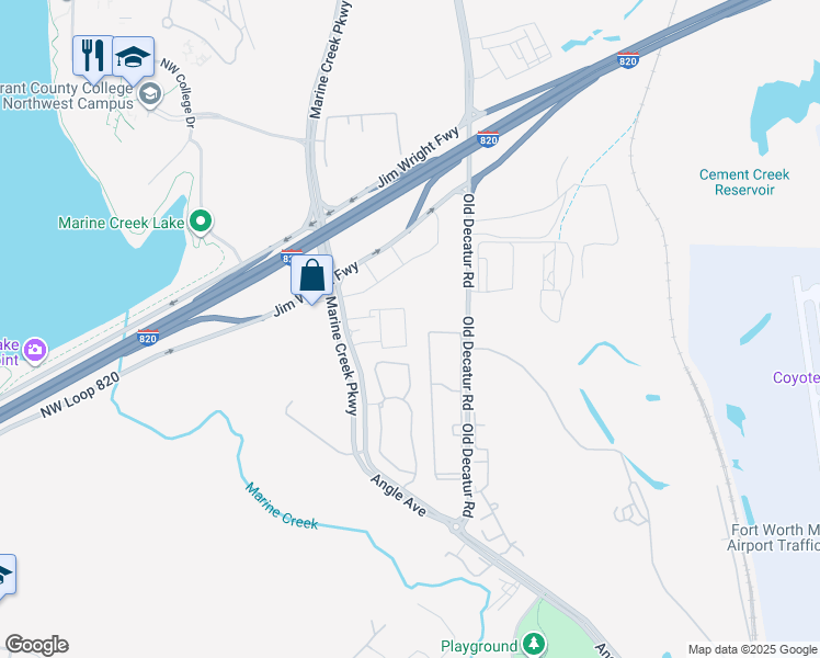 map of restaurants, bars, coffee shops, grocery stores, and more near 4516 Nautilus Circle in Fort Worth