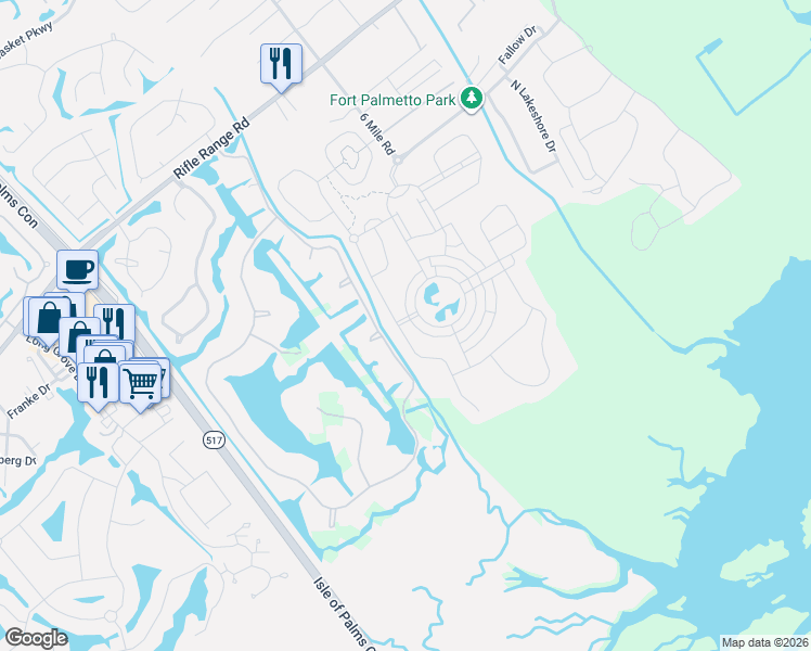 map of restaurants, bars, coffee shops, grocery stores, and more near 1578 Red Tide Road in Mount Pleasant