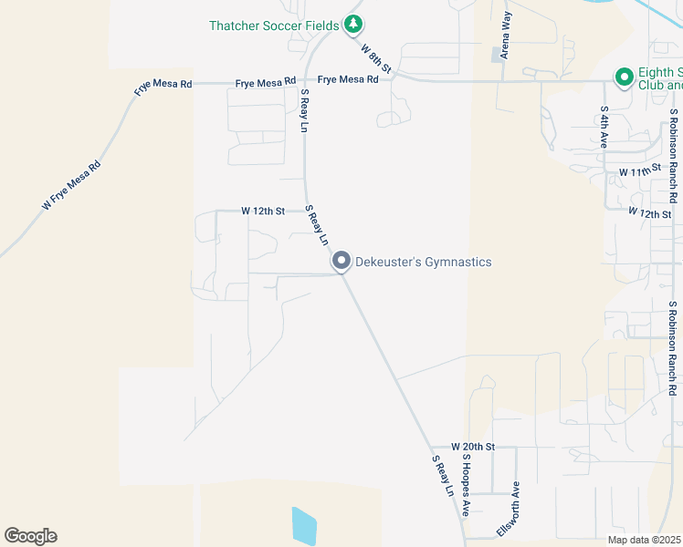map of restaurants, bars, coffee shops, grocery stores, and more near South Reay Lane in Thatcher