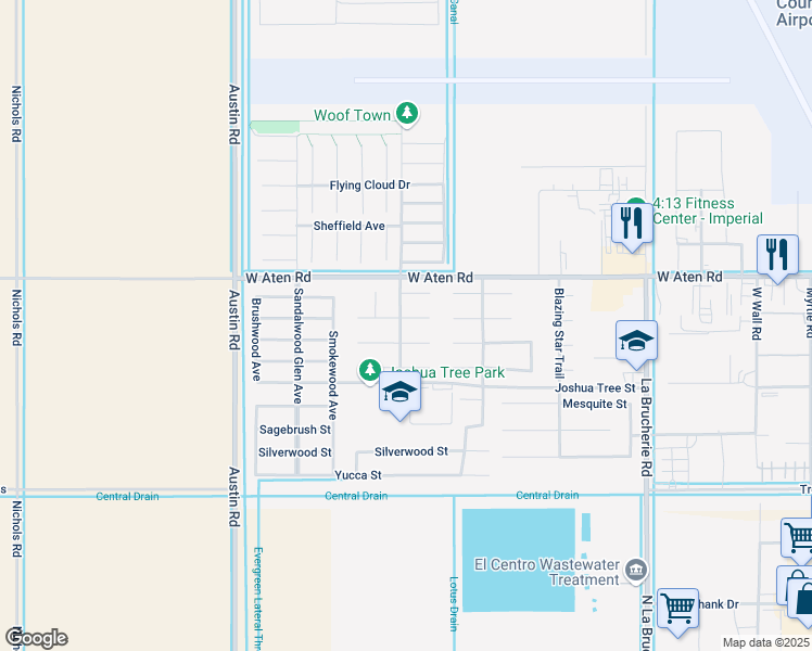 map of restaurants, bars, coffee shops, grocery stores, and more near 2389 Morning Glory Trail in Imperial