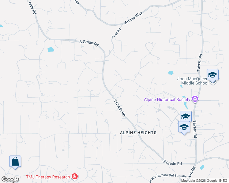 map of restaurants, bars, coffee shops, grocery stores, and more near 1356 South Grade Road in Alpine