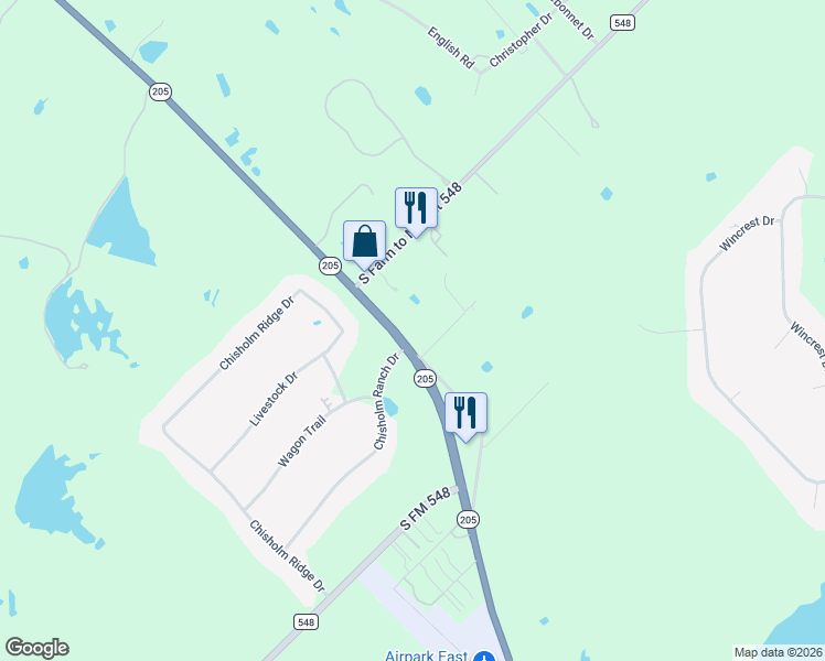 map of restaurants, bars, coffee shops, grocery stores, and more near 770 South State Highway 205 in Rockwall