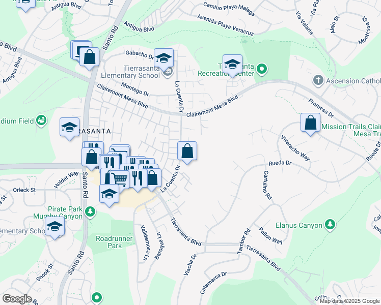 map of restaurants, bars, coffee shops, grocery stores, and more near 10846 Caravelle Place in San Diego