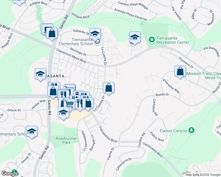 map of restaurants, bars, coffee shops, grocery stores, and more near 10846 Caravelle Place in San Diego
