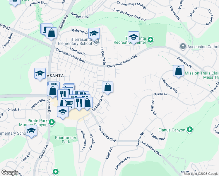 map of restaurants, bars, coffee shops, grocery stores, and more near 10846 Caravelle Place in San Diego