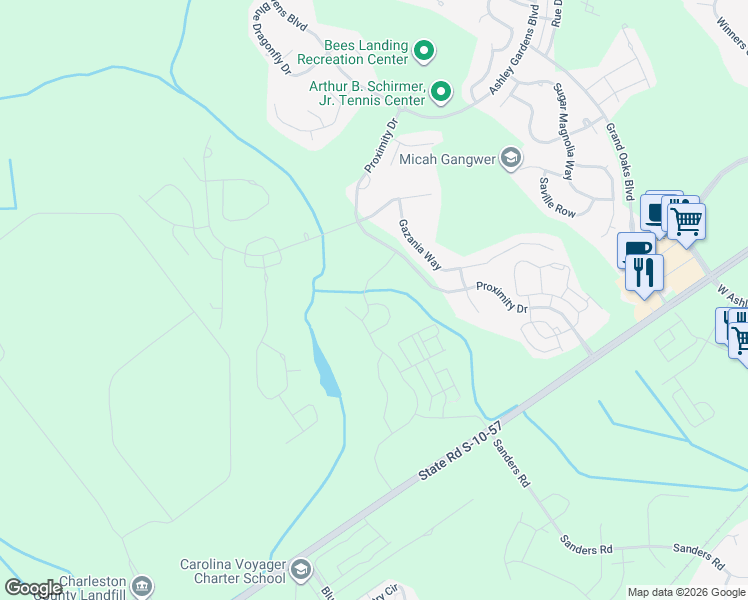 map of restaurants, bars, coffee shops, grocery stores, and more near 314 Spindlewood Way in Charleston
