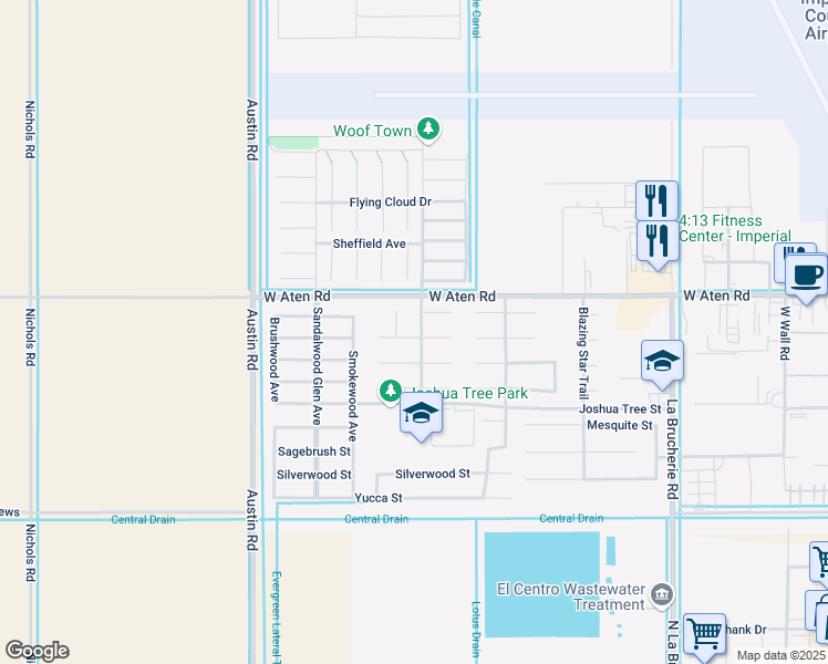 map of restaurants, bars, coffee shops, grocery stores, and more near 2389 Morning Glory Trail in Imperial