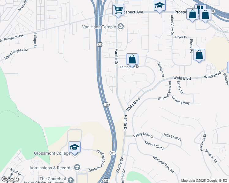 map of restaurants, bars, coffee shops, grocery stores, and more near 8021 Calle Fanita in Santee