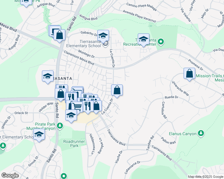 map of restaurants, bars, coffee shops, grocery stores, and more near 10846 Cariuto Court in San Diego