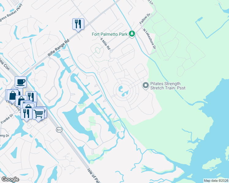 map of restaurants, bars, coffee shops, grocery stores, and more near 2296 Hamlin Sound Circle in Mount Pleasant