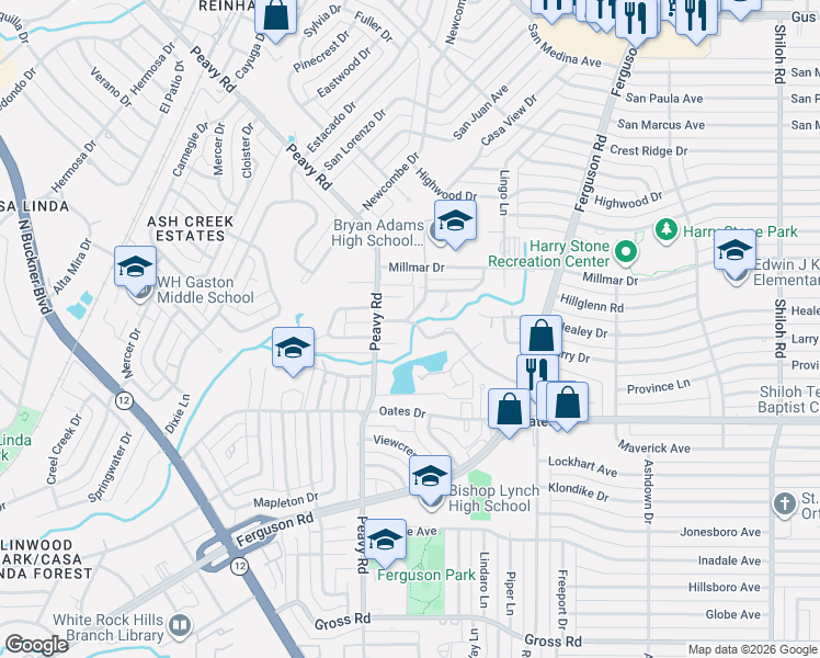 map of restaurants, bars, coffee shops, grocery stores, and more near 2008 Province Lane in Dallas