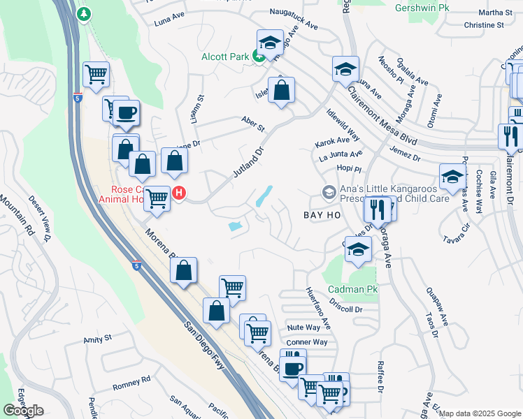 map of restaurants, bars, coffee shops, grocery stores, and more near 2993 Caminito Niquel in San Diego