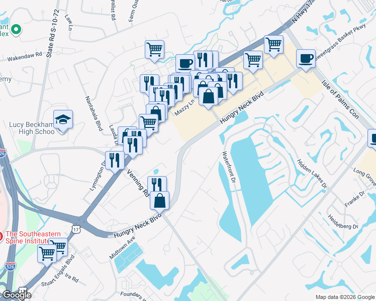 map of restaurants, bars, coffee shops, grocery stores, and more near 1778 Hazan Court in Mount Pleasant