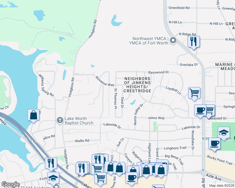 map of restaurants, bars, coffee shops, grocery stores, and more near 4812 Lemon Grove Drive in Fort Worth