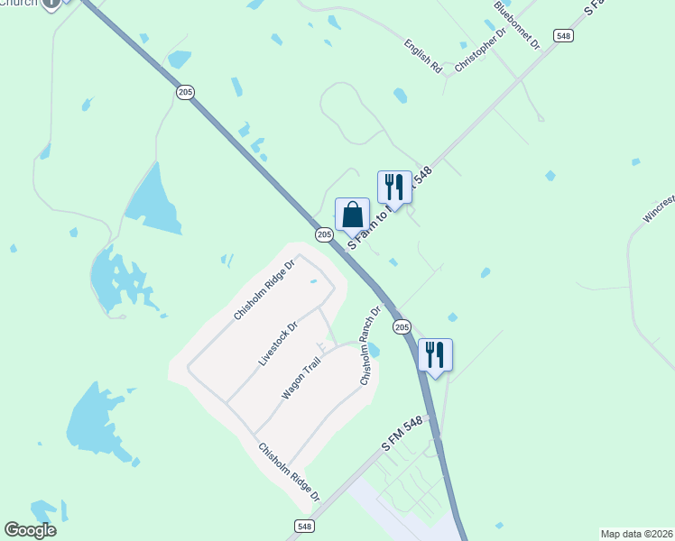 map of restaurants, bars, coffee shops, grocery stores, and more near 123 Ranch House Road in Rockwall