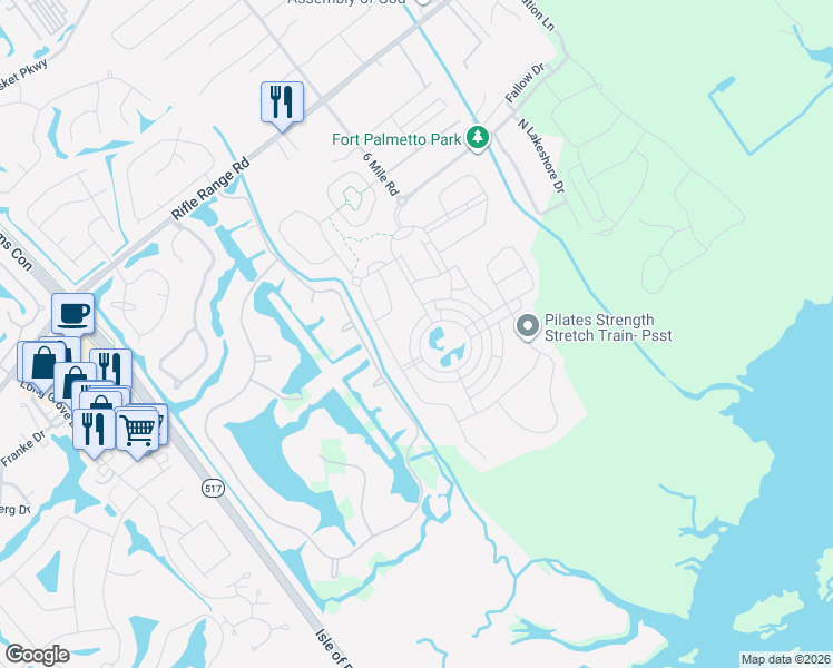 map of restaurants, bars, coffee shops, grocery stores, and more near 2296 Hamlin Sound Circle in Mount Pleasant