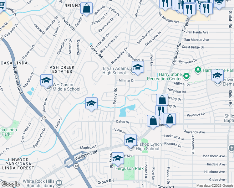 map of restaurants, bars, coffee shops, grocery stores, and more near in Dallas