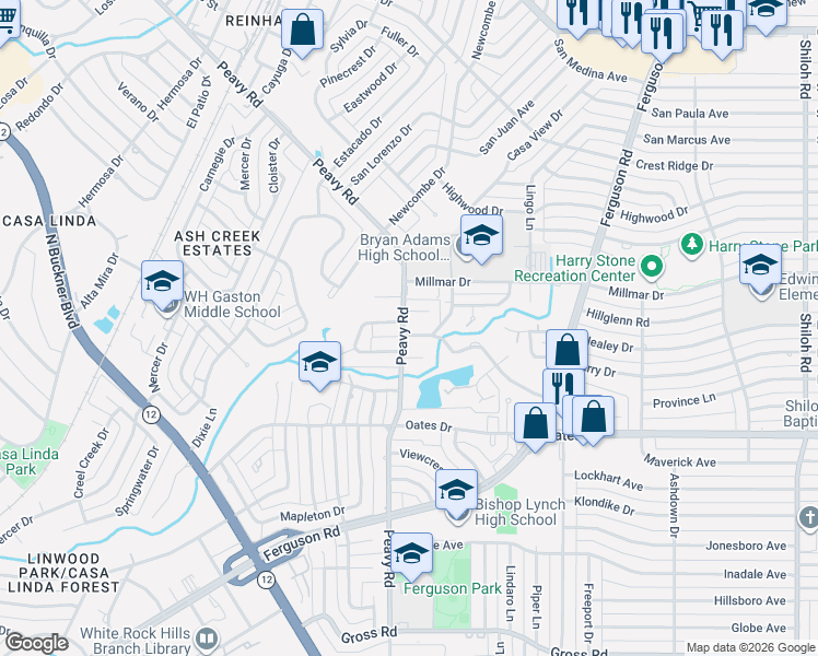 map of restaurants, bars, coffee shops, grocery stores, and more near in Dallas