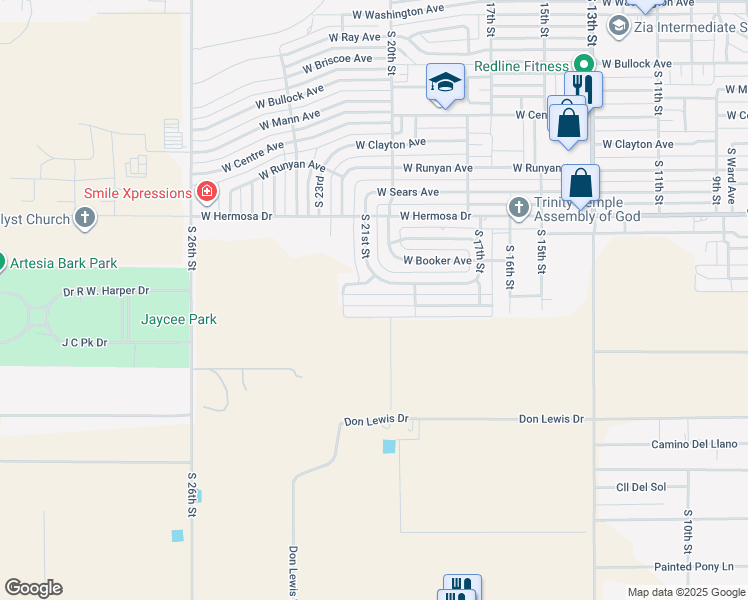map of restaurants, bars, coffee shops, grocery stores, and more near 2099 W Jacobs Ave in Artesia