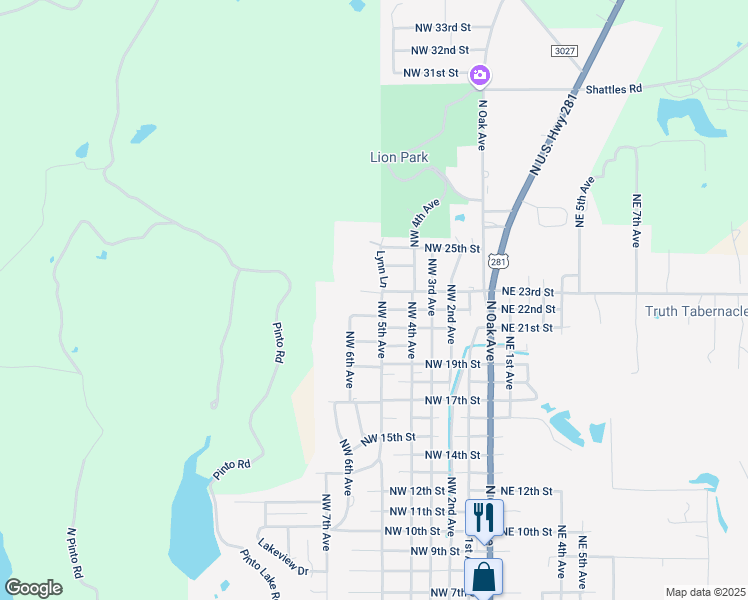 map of restaurants, bars, coffee shops, grocery stores, and more near 603 Kingwood Drive in Mineral Wells
