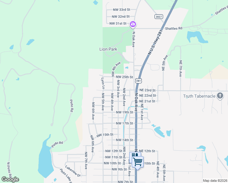 map of restaurants, bars, coffee shops, grocery stores, and more near 2203 Northwest 4th Avenue in Mineral Wells