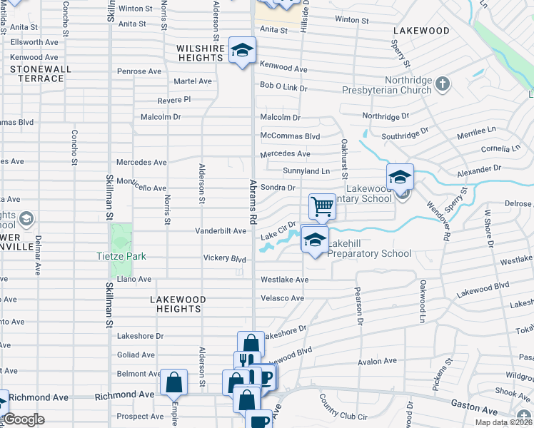 map of restaurants, bars, coffee shops, grocery stores, and more near 6428 Marquita Avenue in Dallas