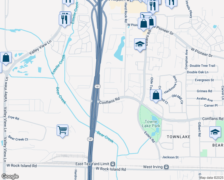 map of restaurants, bars, coffee shops, grocery stores, and more near 4706 Hafeela Dr in Irving
