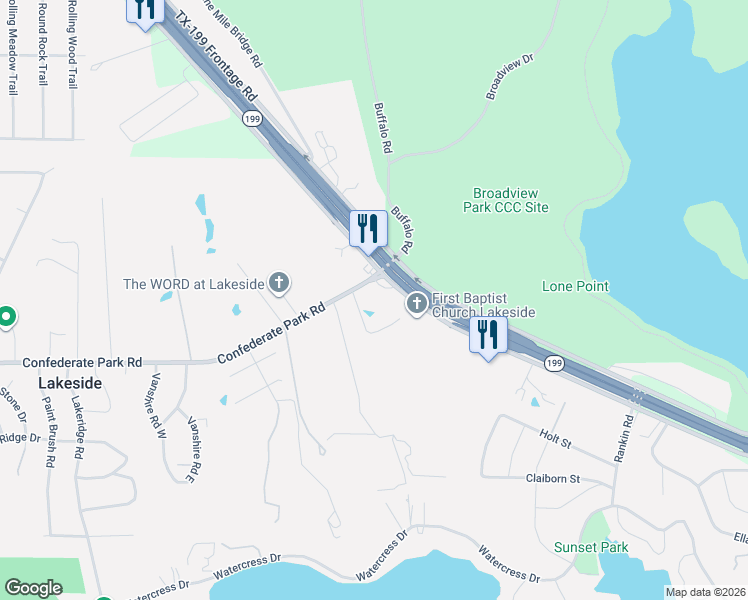 map of restaurants, bars, coffee shops, grocery stores, and more near 8901 Jacksboro Highway in Lakeside