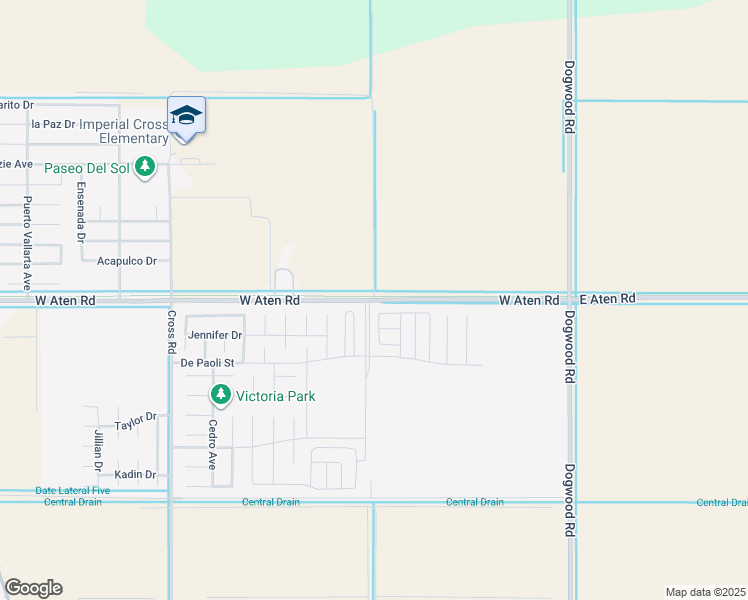 map of restaurants, bars, coffee shops, grocery stores, and more near 111 West Aten Road in El Centro