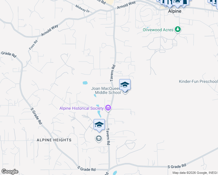 map of restaurants, bars, coffee shops, grocery stores, and more near 1918 Tavern Road in Alpine