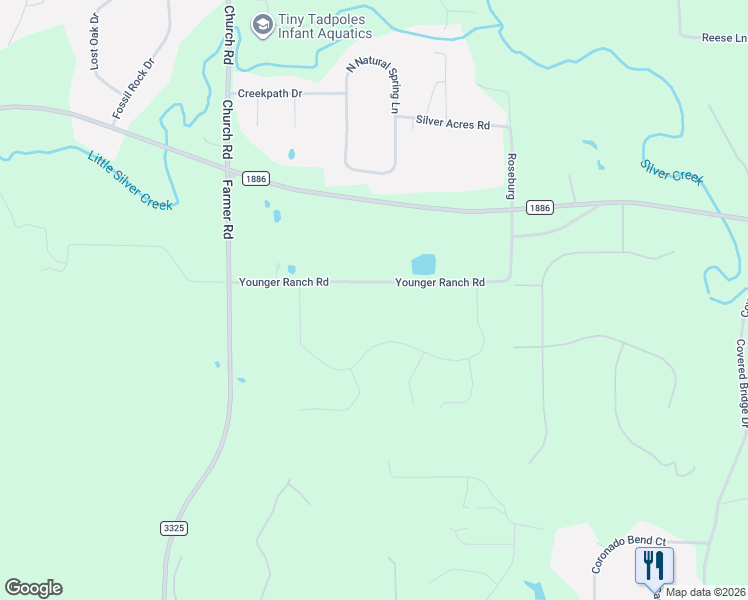 map of restaurants, bars, coffee shops, grocery stores, and more near 430 Younger Ranch Road in Azle