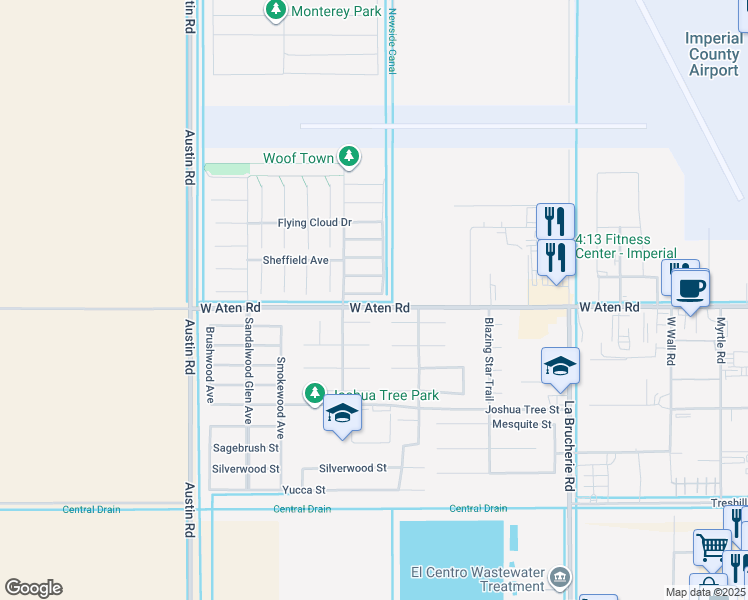 map of restaurants, bars, coffee shops, grocery stores, and more near 608 Sky View Court East in Imperial