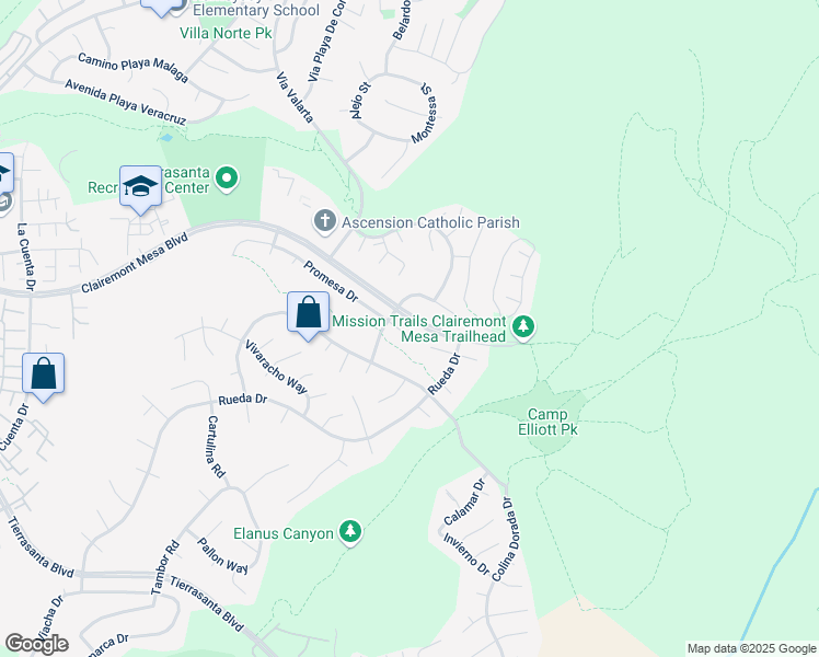 map of restaurants, bars, coffee shops, grocery stores, and more near 11272 Promesa Drive in San Diego