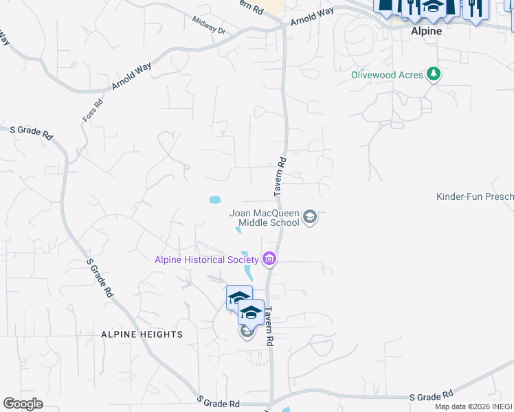 map of restaurants, bars, coffee shops, grocery stores, and more near 1918 Tavern Road in Alpine