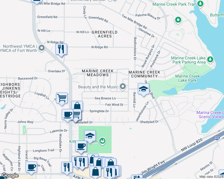 map of restaurants, bars, coffee shops, grocery stores, and more near 4904 Portview Drive in Fort Worth