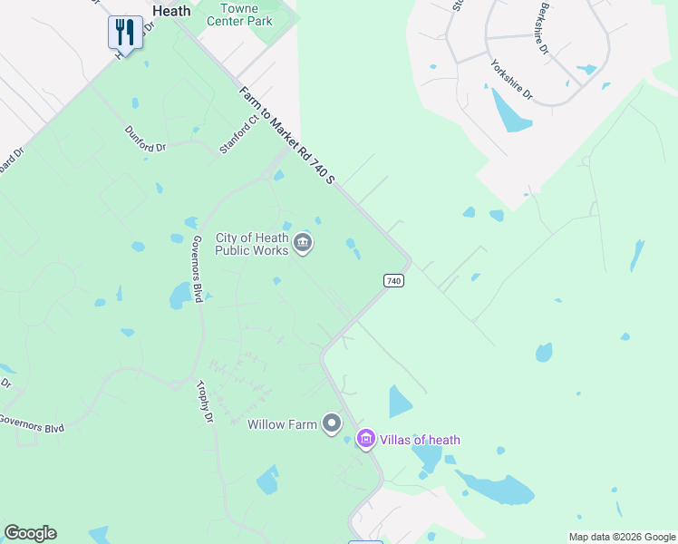 map of restaurants, bars, coffee shops, grocery stores, and more near 1200 Farm to Market Road 740 in Forney