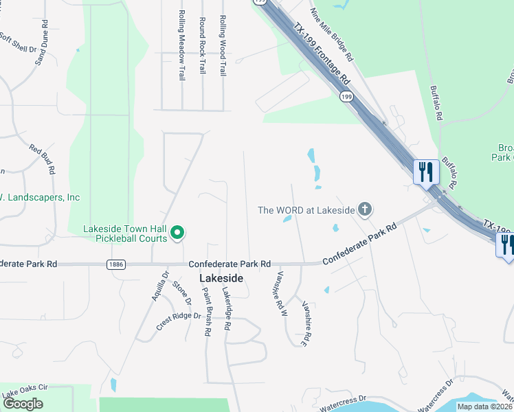 map of restaurants, bars, coffee shops, grocery stores, and more near 128 Tamarron Drive in Lakeside