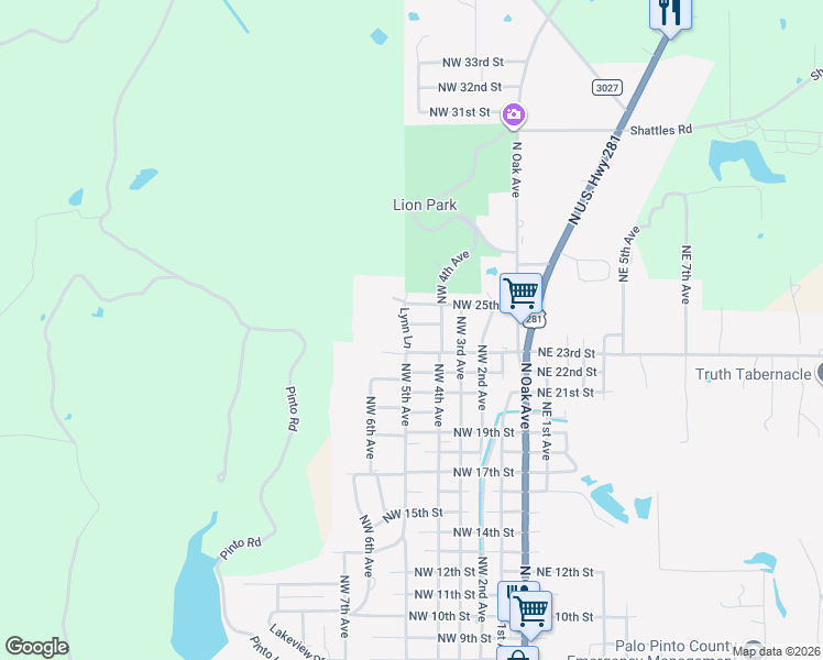 map of restaurants, bars, coffee shops, grocery stores, and more near 4 Preston Place in Mineral Wells