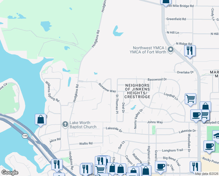 map of restaurants, bars, coffee shops, grocery stores, and more near 4905 Lemon Grove Drive in Fort Worth