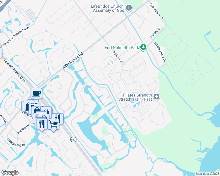 map of restaurants, bars, coffee shops, grocery stores, and more near 1493 Red Tide Road in Mount Pleasant