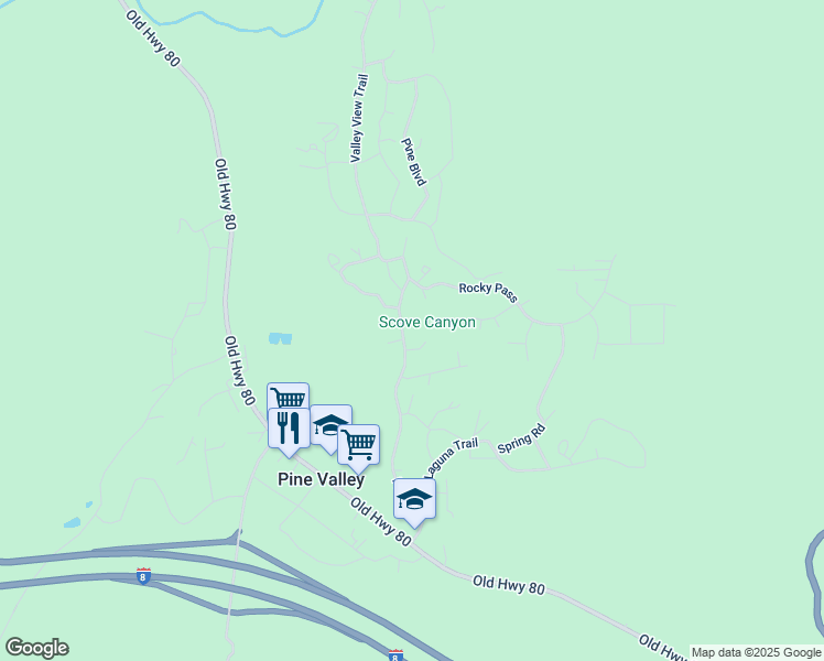 map of restaurants, bars, coffee shops, grocery stores, and more near 7729 Pine Boulevard in Pine Valley