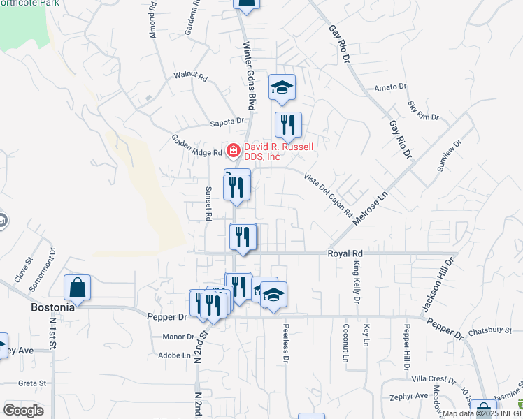 map of restaurants, bars, coffee shops, grocery stores, and more near 12045 Short Street in Lakeside