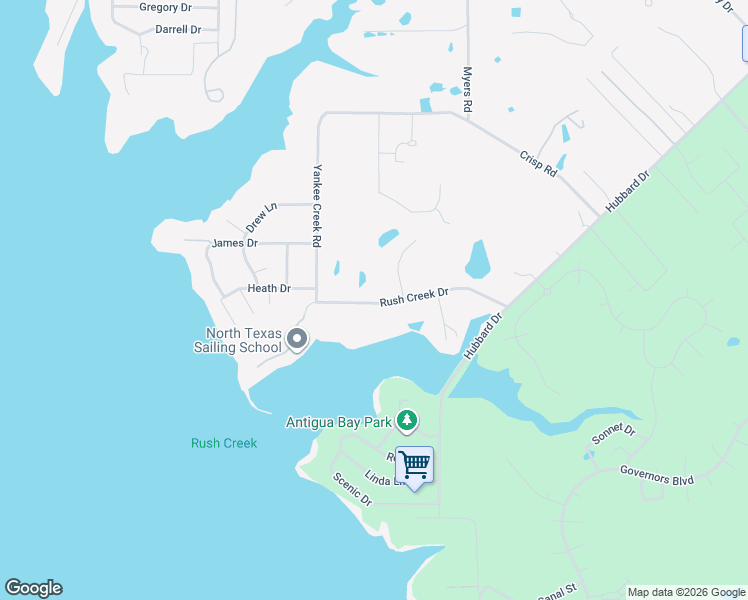 map of restaurants, bars, coffee shops, grocery stores, and more near 211 Rush Creek Drive in Heath