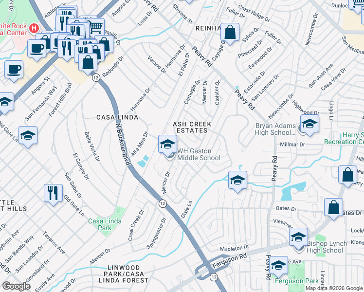 map of restaurants, bars, coffee shops, grocery stores, and more near 1726 Loree Drive in Dallas