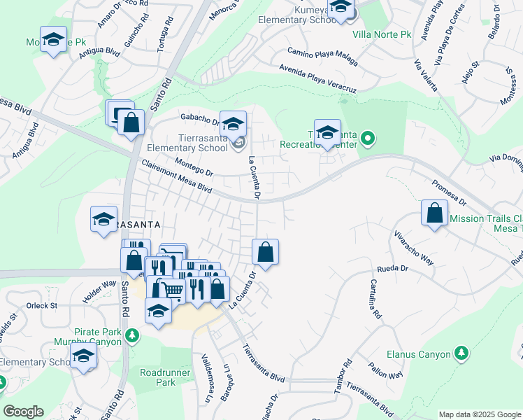 map of restaurants, bars, coffee shops, grocery stores, and more near 10828 Lamentin Court in San Diego