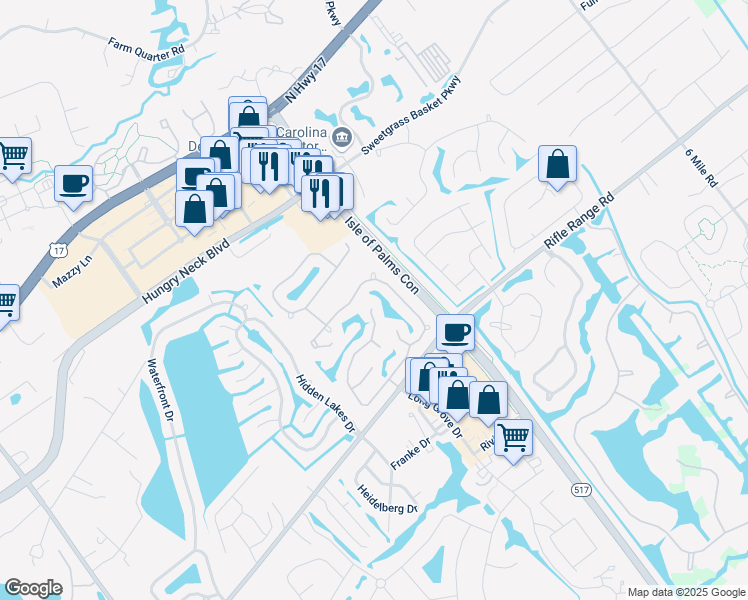 map of restaurants, bars, coffee shops, grocery stores, and more near 1901 Oak Tree Lane in Mount Pleasant
