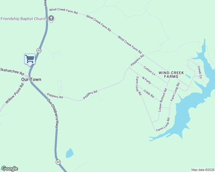 map of restaurants, bars, coffee shops, grocery stores, and more near 434 Peppers Road in Alexander City