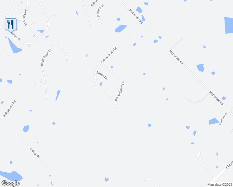 map of restaurants, bars, coffee shops, grocery stores, and more near 253 Mockingbird Lane in Heath