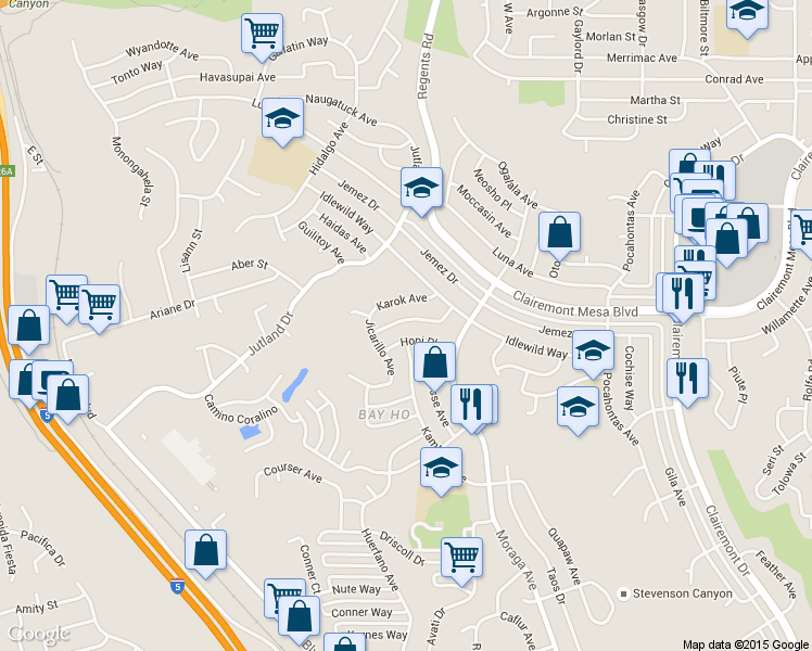 map of restaurants, bars, coffee shops, grocery stores, and more near 3320 La Junta Avenue in San Diego
