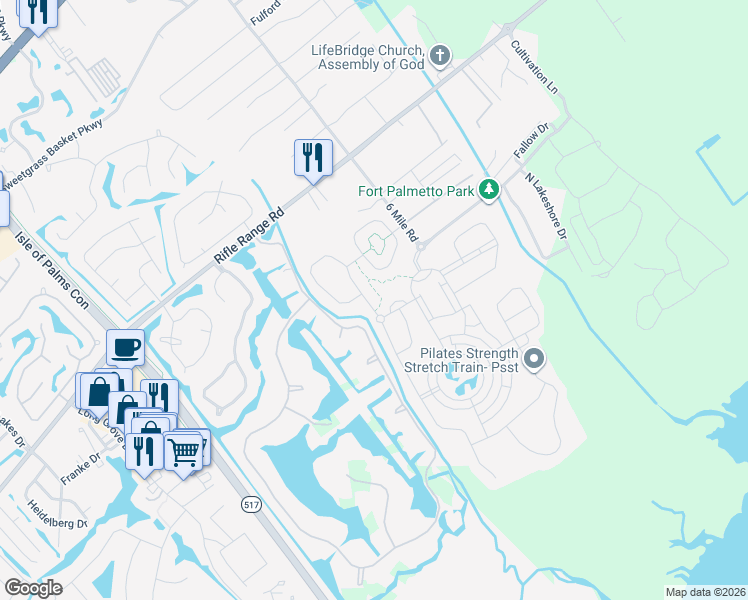 map of restaurants, bars, coffee shops, grocery stores, and more near 1468 Red Tide Road in Mount Pleasant